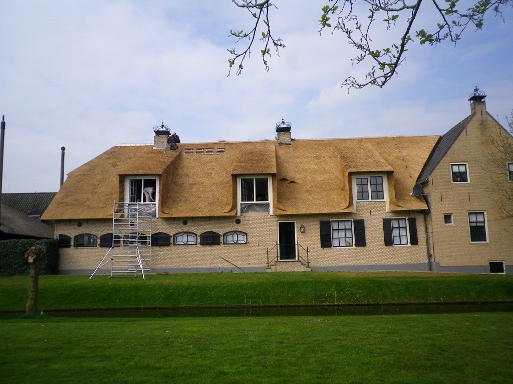 Koperen nok bij rieten dak